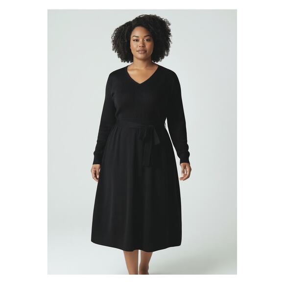 Abbott Elementary Sweater Dress with Belt – Plus Size 2X – Black - NEW w/ Tags - Picture 1 of 8